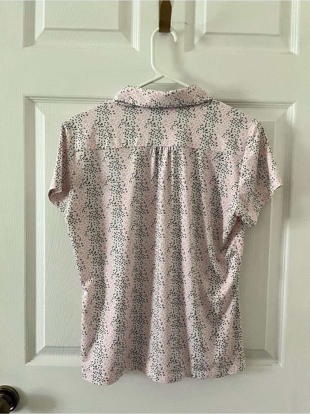 Sport Haley Pink & Black Dot White Polo Shirt - Women's Short Sleeve - Picture 2 of 5